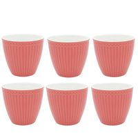 Set van 6x Stuks Beker (latte cup) GreenGate Alice Coral 300 ml - Ø 10 cm - Koraal servies - thumbnail