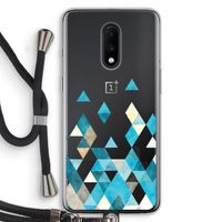 Gekleurde driehoekjes blauw: OnePlus 7 Transparant Hoesje met koord