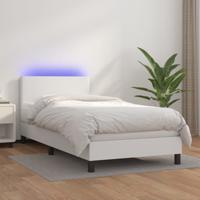 Boxspring met matras en LED kunstleer wit 90x200 cm