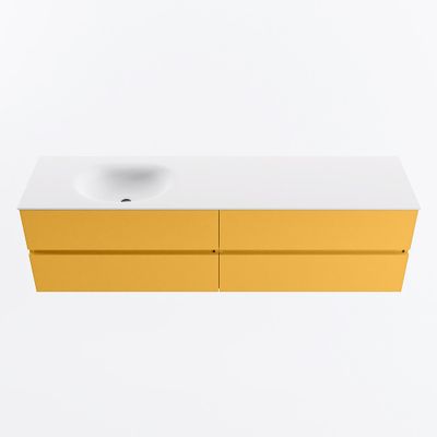 MONDIAZ VICA 180cm badmeubel onderkast Ocher 4 lades. Wastafel MOON links zonder kraangat, kleur Talc.