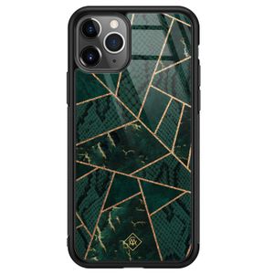 iPhone 11 Pro Max glazen hardcase - Abstract groen