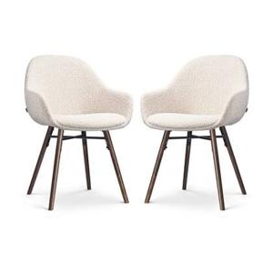 Nolon Nena-Mae Eetkamerstoelen Set van 2 - Bouclé Beige - Walnoot