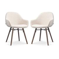 Nolon Nena-Mae Eetkamerstoelen Set van 2 - Bouclé Beige - Walnoot