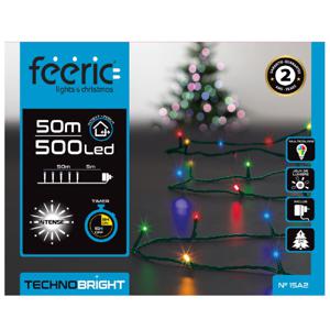 Kerstverlichting - gekleurd - 50 meter - 500 led lampjes - groen snoer - 8 functies