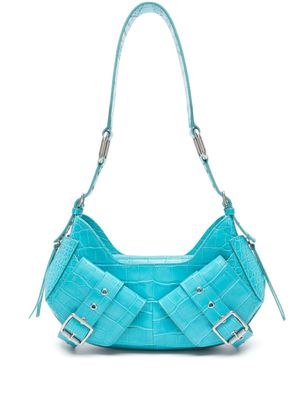 BIASIA sac porté épaule à effet peau de crocodile - Bleu