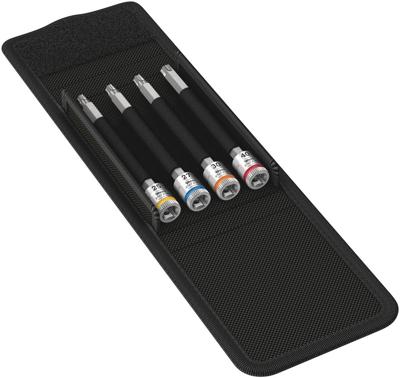 Wera 8767 a torx® hf 1 zyklop bitdoppen set torx dopsleutel (zwart/zilver, 4-delig, met vasthoudfunctie, 1/4"-aandrijving)