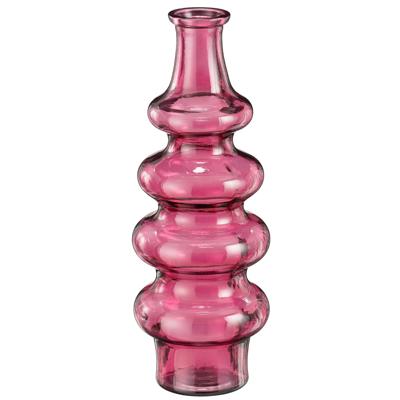 Bloemenvaas Sira - transparant glas - roze - D14,5 x H40 cm - vaas - sierlijk model