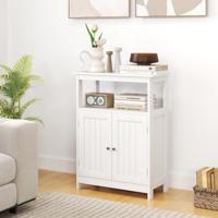 Badkamerkast met Dubbele Deur & Planken & Verstelbare Plank Badkast Badkamercommode Wit Badkamerkast met Dubbele Deur & Planken & Verstelbare Plank Badkast Badkamercommode Wit