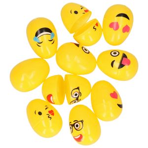 10x Smiley Paaseieren geel om te vullen 6 cm