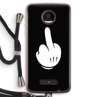 Middle finger black: Motorola Moto Z Force Transparant Hoesje met koord