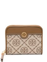 Tory Burch portefeuille zippé à plaque logo - Marron - thumbnail