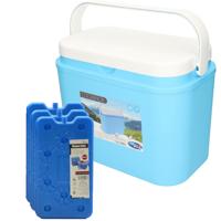 Excellent Houseware koelbox kunststof blauw 10 liter met 3x koelelementen