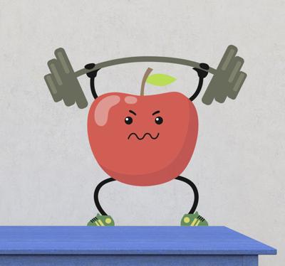 Stickers sport Appel gewichtheffen