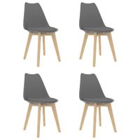 Eetkamerstoelen 4 st kunststof grijs