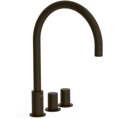 Wastafelkraan Tres Study | Opbouw | Draaibare uitloop | Mengkraan | Hoog model | 2-knops | Rond | Zwart brons