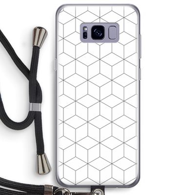 Zwart-witte kubussen: Samsung Galaxy S8 Plus Transparant Hoesje met koord