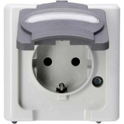 Kopp 103356006 BlueElectric Compleet Wandcontactdoos met randaarde en klapdeksel spatwaterdicht Grijs 1 stuks 1 stuk(s)