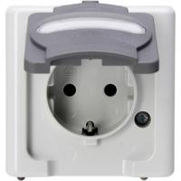Kopp 103356006 BlueElectric Compleet Wandcontactdoos met randaarde en klapdeksel spatwaterdicht Grijs 1 stuks 1 stuk(s)