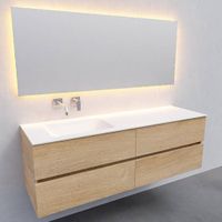 Badkamermeubel Solid Surface AQS Oslo 150x46 cm Links Wood Washed Oak 4 Laden Boss & Wessing - thumbnail