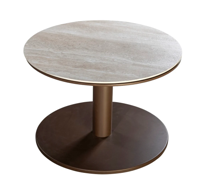 Millor side table dia. 60x45 cm aluminium bronze/travertin - Yoi