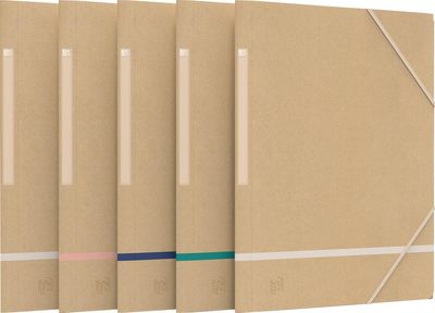 Oxford Touareg elastomap, uit karton, ft A4, naturel en geassorteerde kleuren, pak van 5 stuks