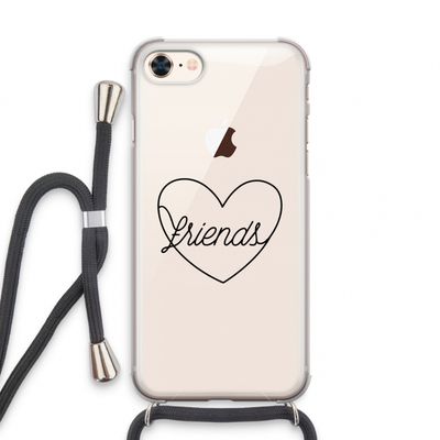 Friends heart black: iPhone 8 Transparant Hoesje met koord