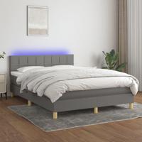 Boxspring met matras en LED stof donkergrijs 140x190 cm
