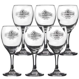 Urban Living rode wijnglazen Comptoir - gedecoreerd glas - 6x stuks - 245 ml