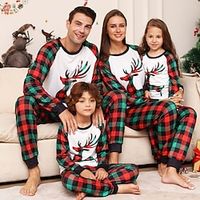 Familie-look Kerstmis Pyjama Ruitjes School Rood Lange mouw Mama En Ik Outfits Actief Bijpassende outfits miniinthebox
