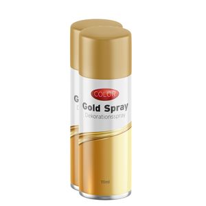 2x stuks decoratie spray goud/goudspray 111 ml