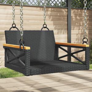 Schommelbank 63x62x40 cm poly rattan zwart