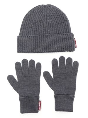 DSQUARED2 lot bonnet-gants en laine - Gris