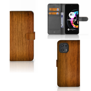 Motorola Edge 20 Lite Book Style Case Donker Hout