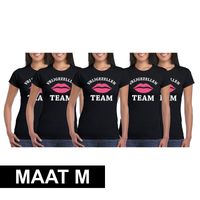 5x Vrijgezellenfeest shirt zwart voor dames Maat M M  -
