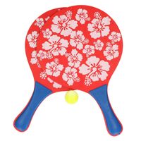 Rode beachball set met bloemenprint buitenspeelgoed - thumbnail