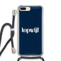 Topwijf Navy: iPhone 8 Plus Transparant Hoesje met koord