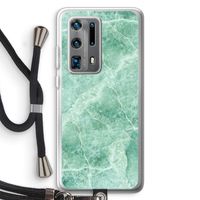 Groen marmer: Huawei P40 Pro Plus Transparant Hoesje met koord