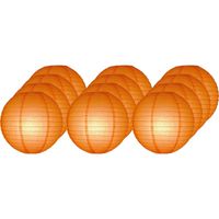 12x Oranje bol lampionnen 25 cm   -