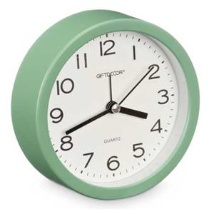 Wekker/alarmklok Good Morning - groen - kunststof - dia 12 cm - staand - rond