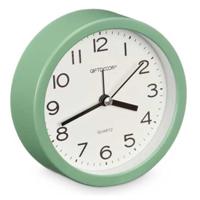 Wekker/alarmklok Good Morning - groen - kunststof - dia 12 cm - staand - rond