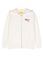 Off-White Kids hoodie zippé à logo imprimé - Tons neutres