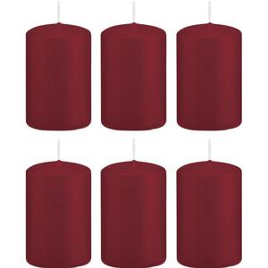 Cilinderkaars/stompkaars - 6x - bordeauxrood - 5 x 8 cm - 18 branduren