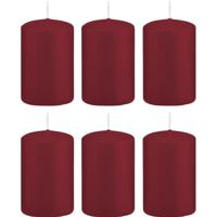 Cilinderkaars/stompkaars - 6x - bordeauxrood - 5 x 8 cm - 18 branduren