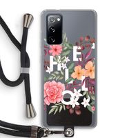 Hello in flowers: Samsung Galaxy S20 FE / S20 FE 5G Transparant Hoesje met koord