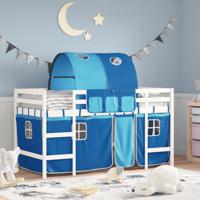 Kinderhoogslaper met tunnel 90x190 cm massief grenenhout blauw