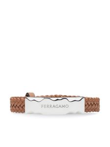 Ferragamo bracelet en cuir à logo gravé - Marron