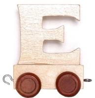 Bongers Speelgoed Houten letter e met wieltjes 6 cm hoog