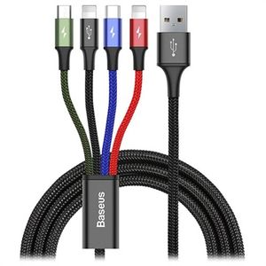 Baseus KB2L435A12BK mobiele telefoonkabel Zwart, Blauw, Groen, Rood 1,2 m USB A