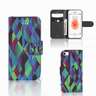 Apple iPhone 5 | 5s | SE | Book Case | Abstract Green Blue