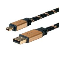 ROLINE GOLD USB 2.0 Kabel, type A - 5-Pin Mini, zwart 0,8m - thumbnail